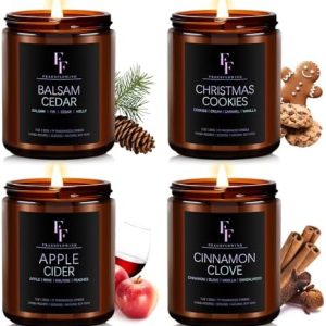 4-Pack Balsam, Cookies, Cider, Cinnamon Scented Soy Christmas Candles Set