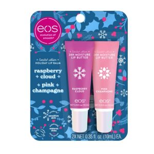 EOS Holiday Lip Balm 2-Pack: Raspberry Cloud & Blackberry Bellini, 0.14 oz