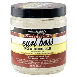 Aunt Jackie's Curl Boss Coconut Gel for Natural Curls, Coils & Waves 15 oz