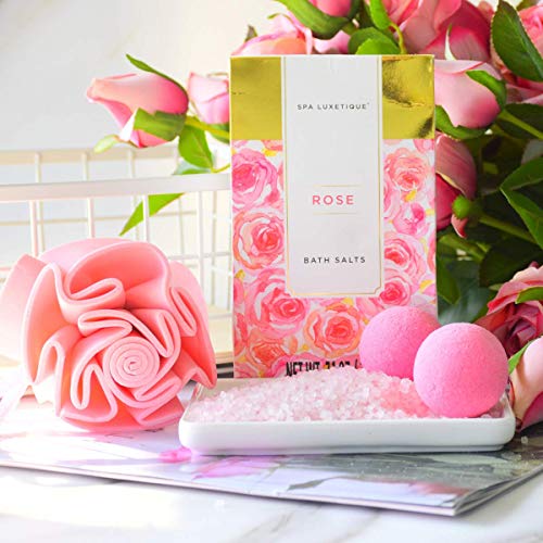 Spa Luxetique 10-Piece Rose Scented Bath Gift Set with Tote Bag for Women - Image 4