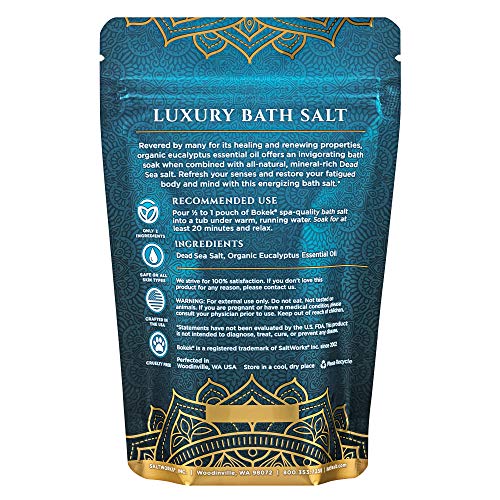 Bokek Organic Eucalyptus Bath Salt 8 oz Resealable Pouch Relaxing Soak - Image 2
