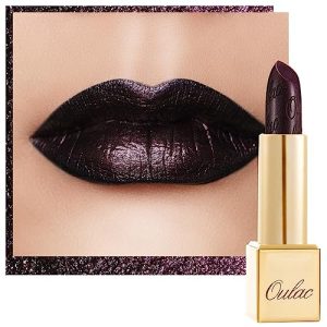 Oulac Midnight Mirage Metallic Black Lipstick, Vegan, Moisturizing Matte, Halloween Ready