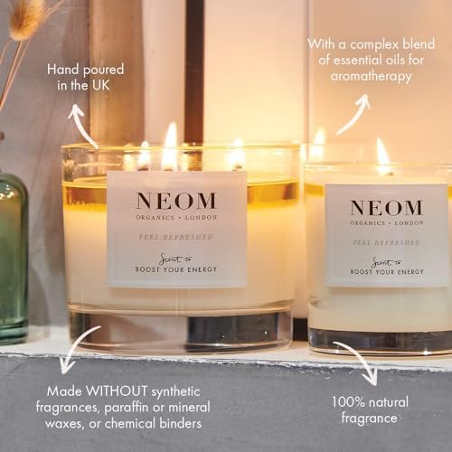 NEOM Happiness Essential Oil Candle 1 Wick Neroli Mimosa Lemon Scent 100g - Image 3