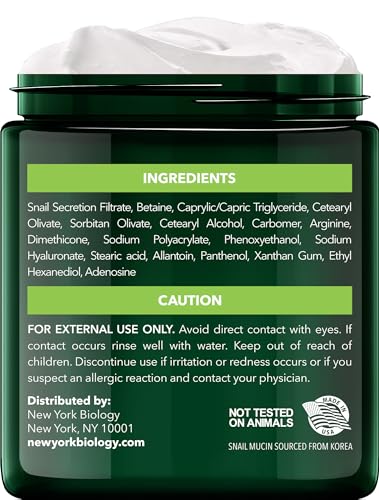 New York Biology Snail Mucin Face Cream 4 Fl Oz Hydrating Skin Moisturizer - Image 3