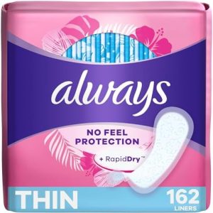 Always Thin Unscented Daily Panty Liners, Light Absorbency, 162 Count
