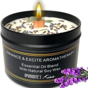 10oz Non-Toxic Lavender Soy Candle with Jade Crystals | Wood-Wick Aromatherapy Gift