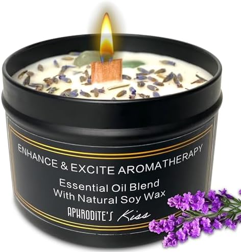 10oz Non-Toxic Lavender Soy Candle with Jade Crystals | Wood-Wick Aromatherapy Gift
