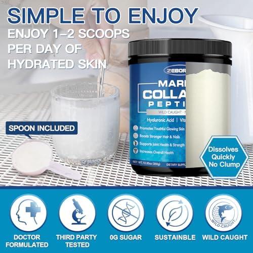 ZEBORA Marine Collagen Peptides with Hyaluronic Acid & Keratin - 35 Servings - Image 7