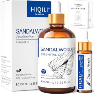 HIQILI 100ml Pure Sandalwood Essential Oil for Perfume, Diffuser, Soap Making