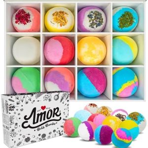 12 Organic Bath Bombs Gift Set with Shea Butter