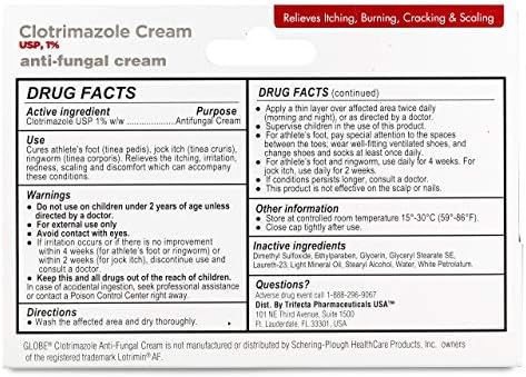 Globe Clotrimazole 1% Cream (5 Pack, 1 oz) for Athlete's Foot, Jock Itch, Ringworm - Image 6