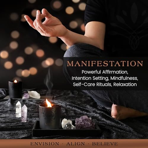 7.4 Oz Black Wood Wick Manifestation Candle - Hand Poured Soy, Coconut, Beeswax - Image 5