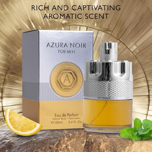 Azura Noir for Men EDP - Woody Spicy, Long-Lasting, 100ml with Lemon & Mint - Image 4