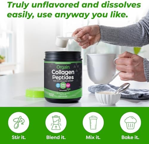 Orgain Hydrolyzed Collagen Peptides Powder, 20g, Unflavored, Grass Fed, 1lb - Image 6
