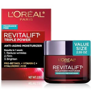 L'Oreal Paris Revitalift Triple Power Moisturizer, Fragrance-Free, Pro Retinol & Vitamin C, 2.55 Oz