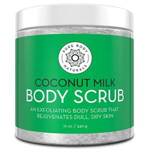 Pure Body Naturals 12oz Coconut Milk Dead Sea Salt Exfoliating Body Scrub New