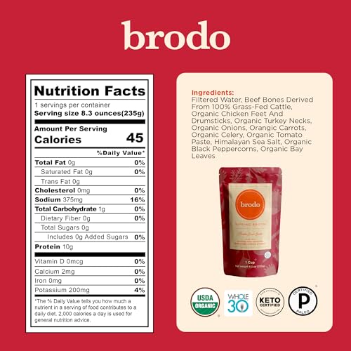 Brodo Organic Chicken Bone Broth, 6x8oz Pouches, No Preservatives, Classic Pack - Image 2
