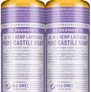 Dr. Bronner?s Lavender Liquid Soap, 4oz 2-Pack, 18-in-1