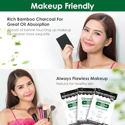 Bamboo Charcoal Oil Blotting Sheets for Oily Skin, Travel Size, 100 Count - Image 6