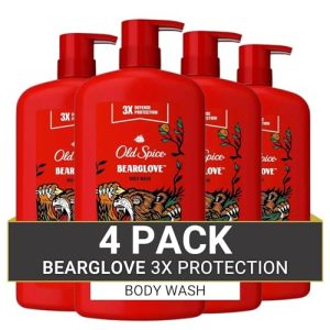 Old Spice Body Wash for Men, 3X Defense, Wild Bearglove, 33.4 fl oz (4-Pack)