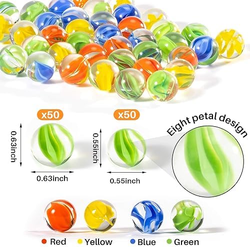 Sukh 100Pcs Cat Eye Glass Marbles ? 14mm & 16mm - Image 2