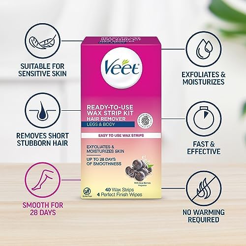 Veet Waxing Kit for Women - 40 Wax Strips & 4 Body Wipes - Image 3
