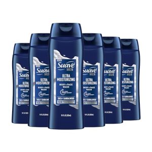 Suave Men Ultra Moisturizing Body & Face Wash, Shea & Sandalwood, 18 oz, 6-Pack