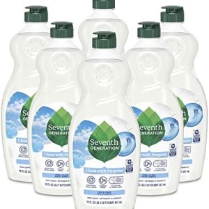 Seventh Generation Free & Clear Dish Soap, 19 oz, Pack of 6 for Sensitive Skin
