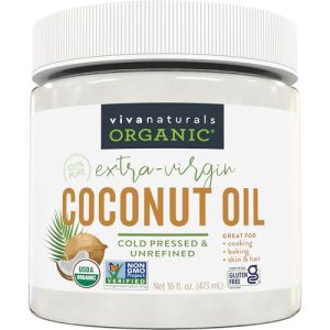 Viva Naturals Organic Extra Virgin Coconut Oil, Unrefined, Cold-Pressed, 16 fl oz