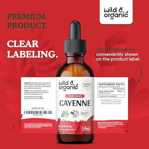 Cayenne Pepper Tincture Drops - Vegan, Alcohol-Free, Digestive Support - 2 fl oz - Image 9