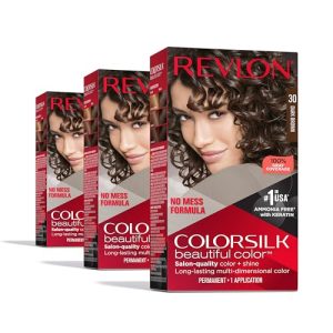 Revlon Colorsilk Permanent Hair Color, 30 Dark Brown, Ammonia-Free, Pack of 3
