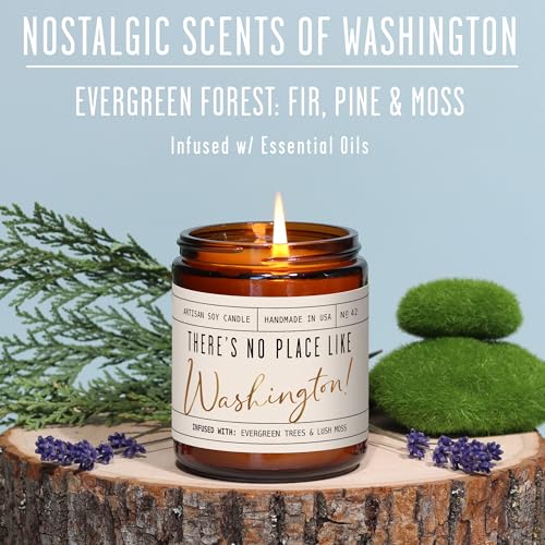 Washington Candle with Evergreen Trees & Moss - 9oz, 50Hr Burn, USA Made - Image 2