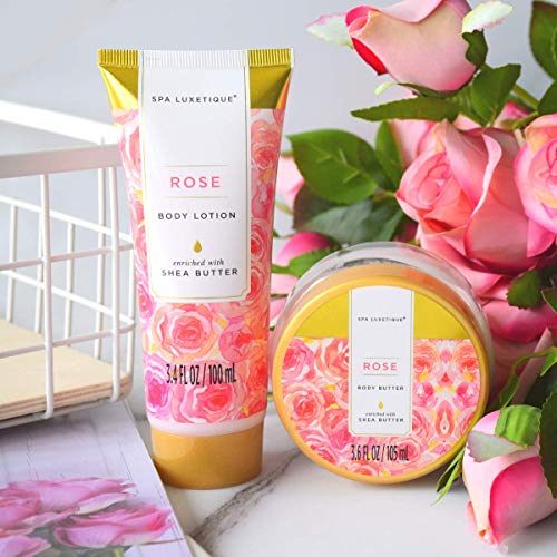 Spa Luxetique 10-Piece Rose Scented Bath Gift Set with Tote Bag for Women - Image 5