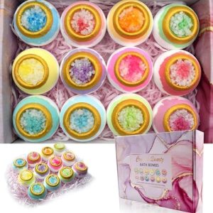 12pcs Crystal Bath Bombs Gift Set with Salts & Scents