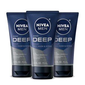 Nivea Men Charcoal Face Wash Scrub, 2.5 Fl Oz, Pack of 3