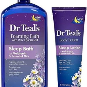 Dr Teal's Melatonin Sleep Gift Set: 20 oz Foaming Bath and Lotion