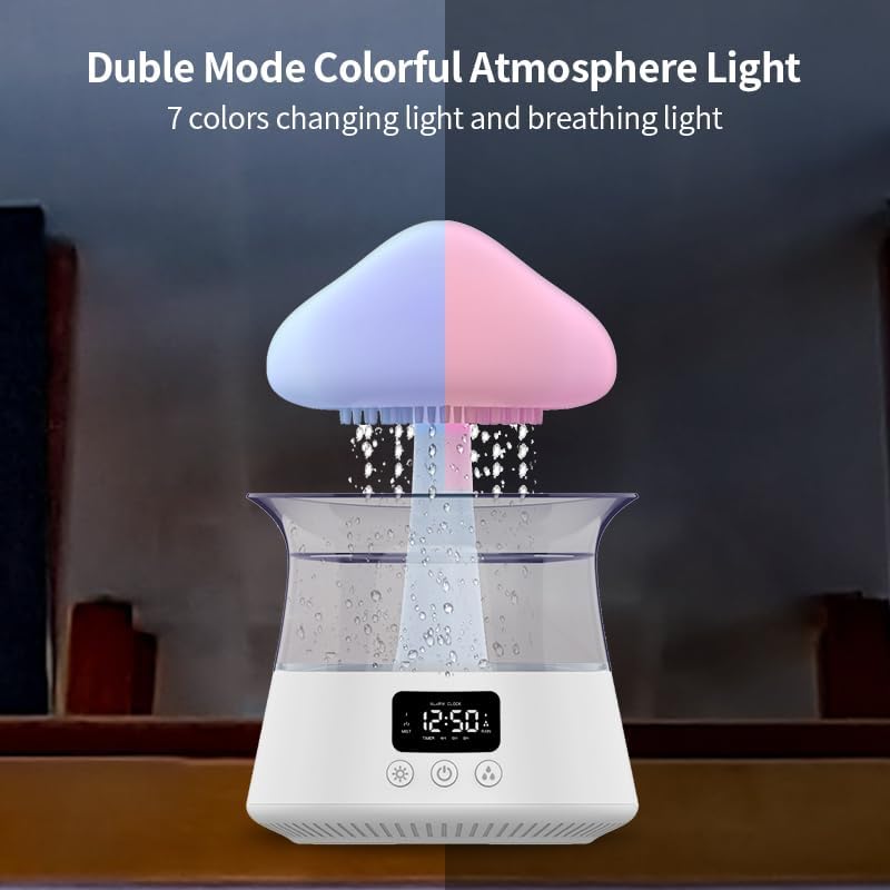 White Rain Cloud Humidifier Diffuser with Gentle Alarm Clock, 300ml - Image 5