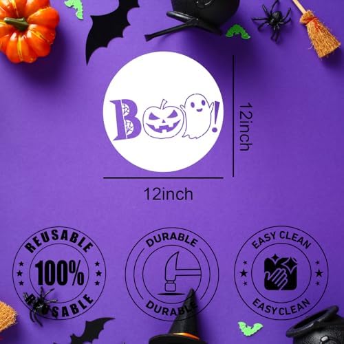 12” Round Halloween Stencils for Wood - Hey Boo, Ghost & Pumpkin Templates - Image 2