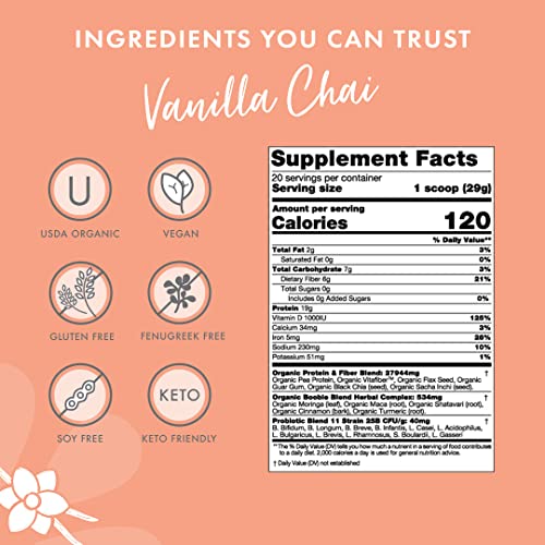 Vanilla Chai Organic Vegan Protein Shake 19g Protein Zero Sugar - Image 3