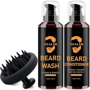 Premium Beard Wash Conditioner Brush Set Argan Jojoba Oils 8 Fl Oz