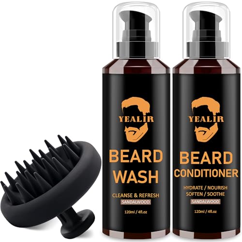 Premium Beard Wash Conditioner Brush Set Argan Jojoba Oils 8 Fl Oz