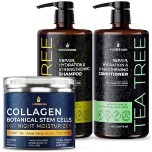 Advanced Collagen Retinol Niacinamide Cream with Tea Tree Hair Care Set 4 oz