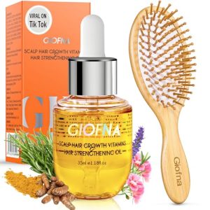 Rosemary Hair Oil Serum with Bamboo Brush for Frizzy Damaged Hair Repair