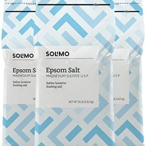 Solimo Epsom Salt Soak, 8 lb, Unscented, 3-Pack