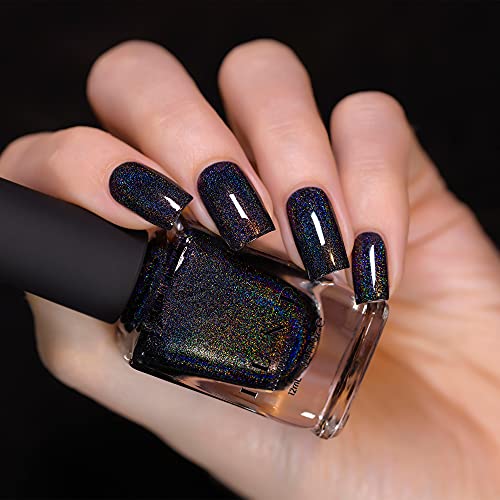ILNP Black Magic - Deep Black Holographic Nail Polish 15ml - Image 2