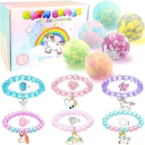 6 Organic Bath Bombs for Girls with Surprise Toys