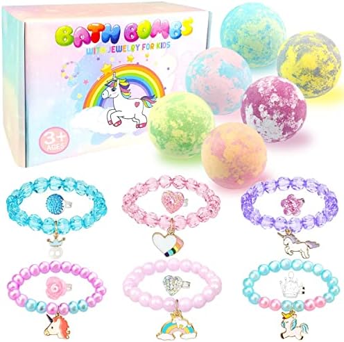 6 Organic Bath Bombs for Girls with Surprise Toys