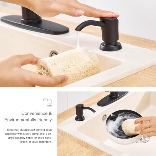 GAGALIFE Built-in Sink Soap/Lotion Dispenser, Matte Black, 13oz Bottle - Image 6