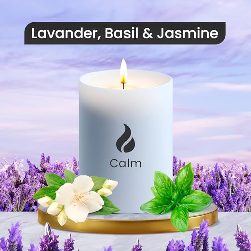 Calming Lavender Basil Jasmine Soy Candle 50 Hour Burn Time 8.3oz Aromatherapy Jar - Image 2