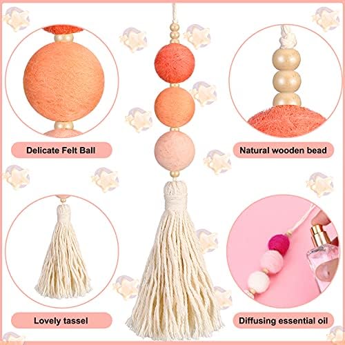 6 Aromatherapy Car Vent Clips with Felt Ball Diffusers and Decorative Tassels - Image 3